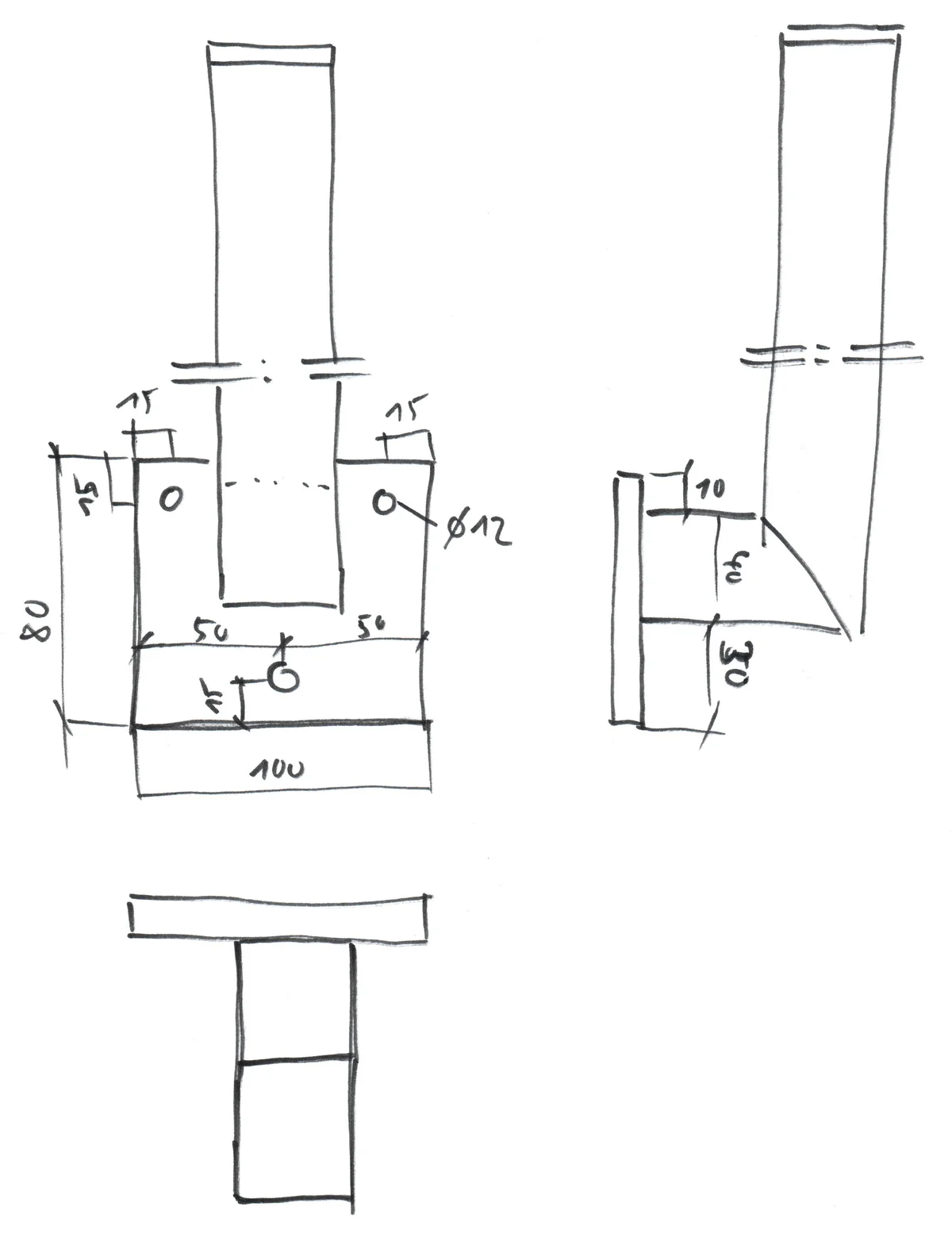 Handskizze Schweisskonstruktion