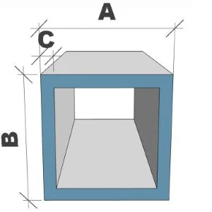 Abmessungen Quadratrohr: A×B×C