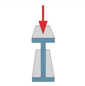 IPE-Träger mit Punktlast in der Mitte – stehend eingebaut
